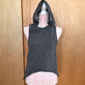 Tops - Sleeveless Sweatshirt with Hoodie Tops - Sleeveless Sweatshirt with Hoodie